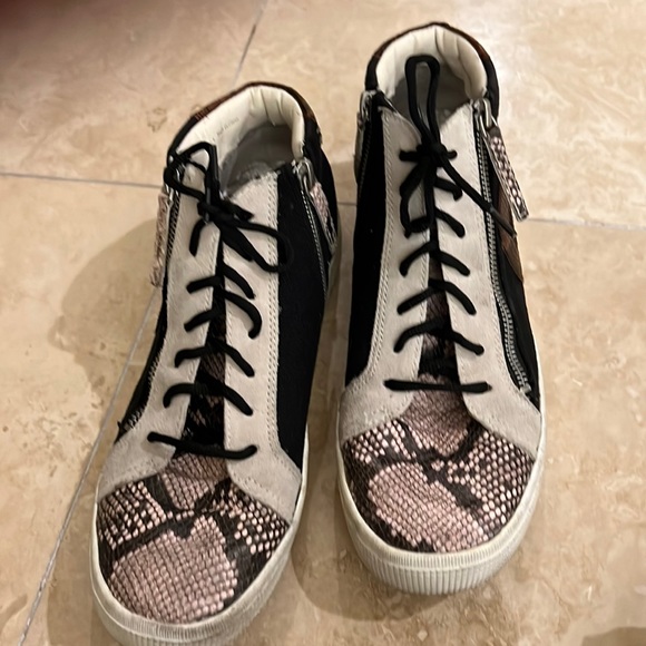 Dolce Vita Zonya Black Snake Suede Sneakers - Picture 3 of 8